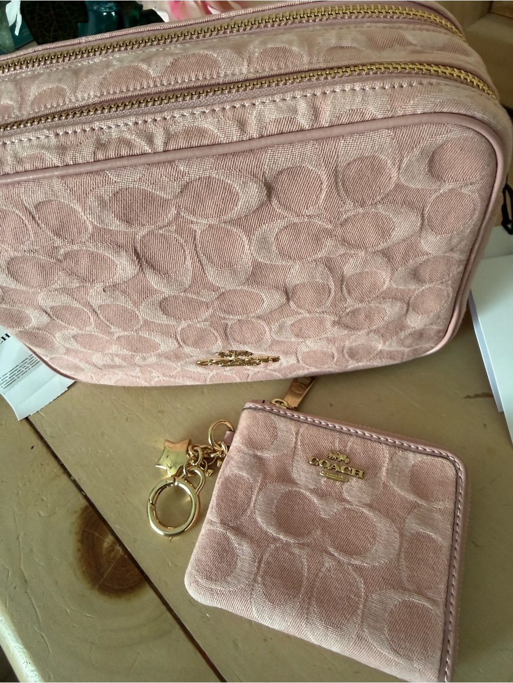 Coach Carey Pink Signature Jacquard Crossbody Bag NWT